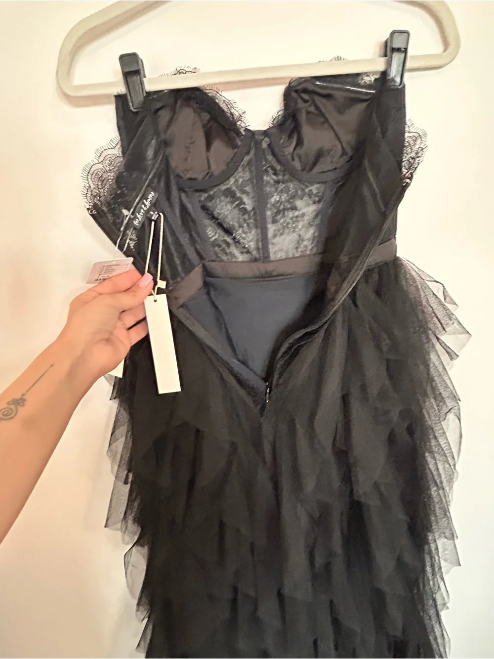 Free People For Love & Lemons Black Tulle Corset Maxi Dress NWT Small - Picture 10 of 16